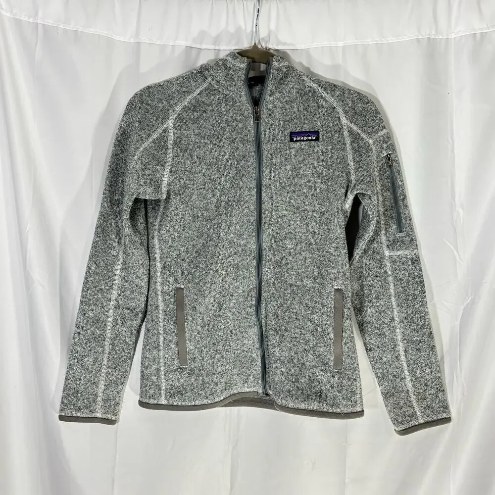 Patagonia Women’s Sweater Fleece Jacket Light Gray XS Full-Zip Outdoor Cozy